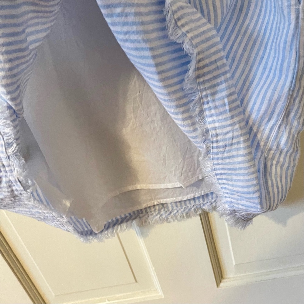 🤍💙 NWOT Tommy Bahama 2 Palms Mini Cabana Stripe Ruffle Linen Dress – Size M - Picture 5 of 9